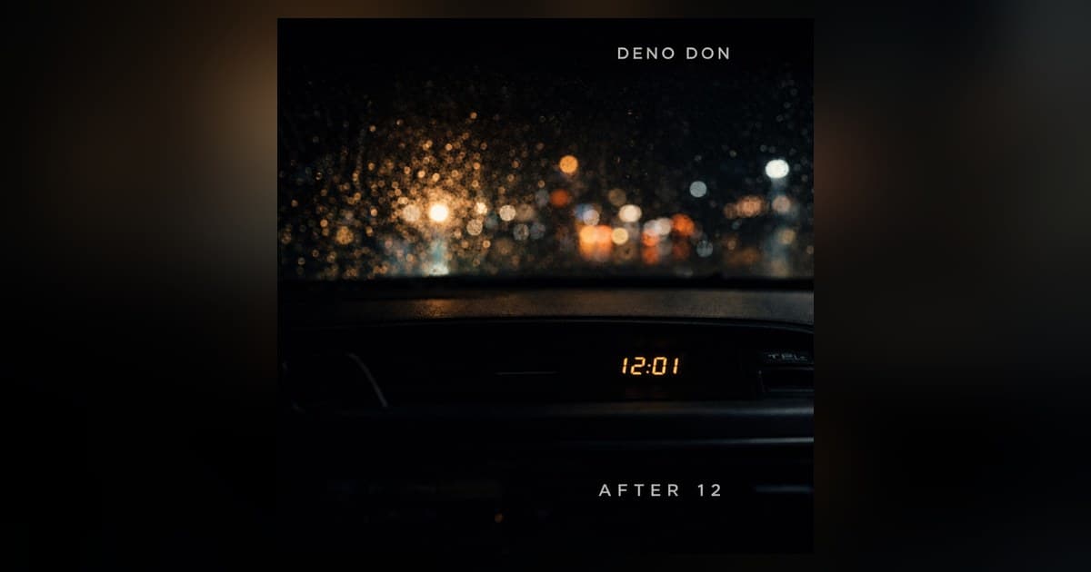 The “After 12” cover art: a rainy car windshield at night with blurred amber city lights, the dashboard clock reading 12:01.